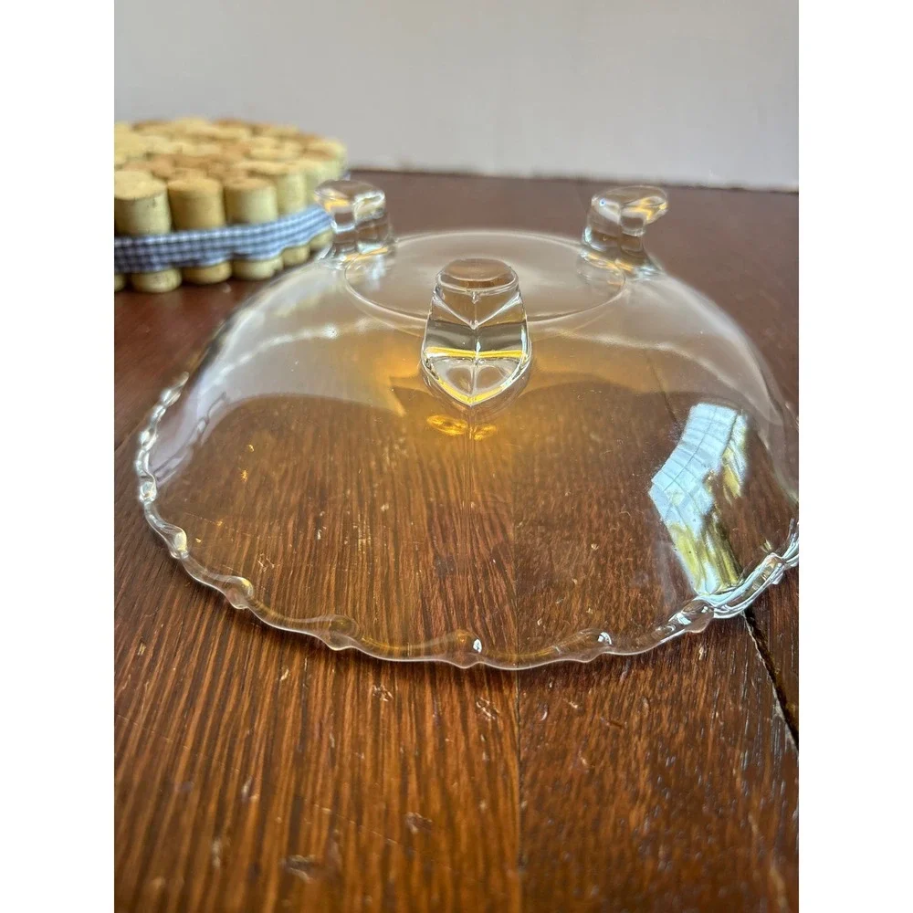 Vintage Clear Glass Footed Bowl Scalloped Rim 3 Legged Candy Nut Dish 7 Inch